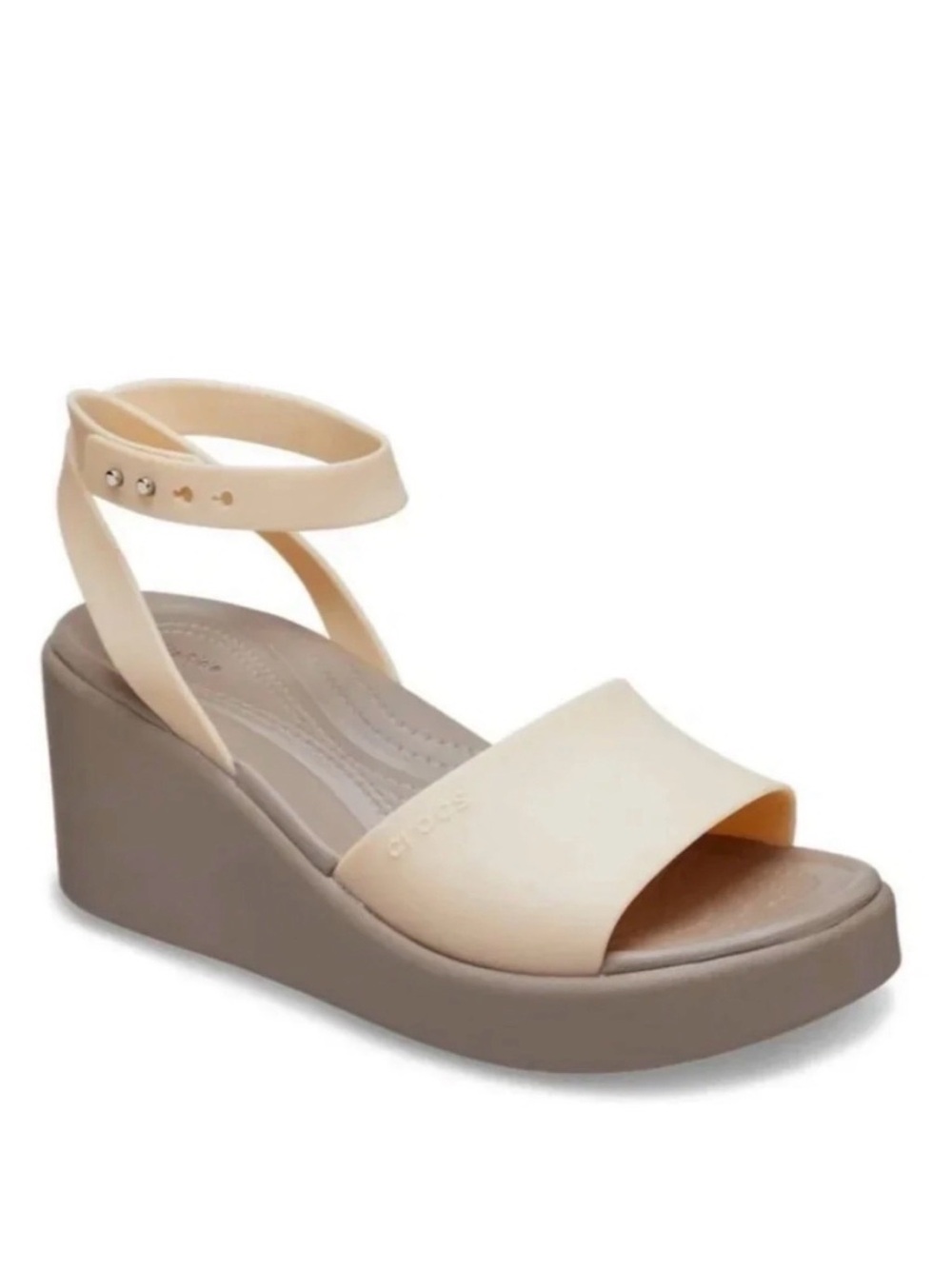CROCS Brooklyn Ankle Strap Wedge Sandals Shitake Sz 8 - Picture 2 of 7